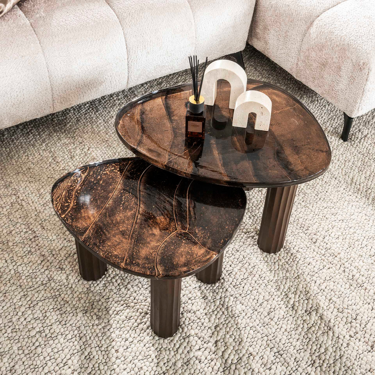Salontafels - Salontafel Aura M Antiek Koper 62x45 cm - Dimehouse