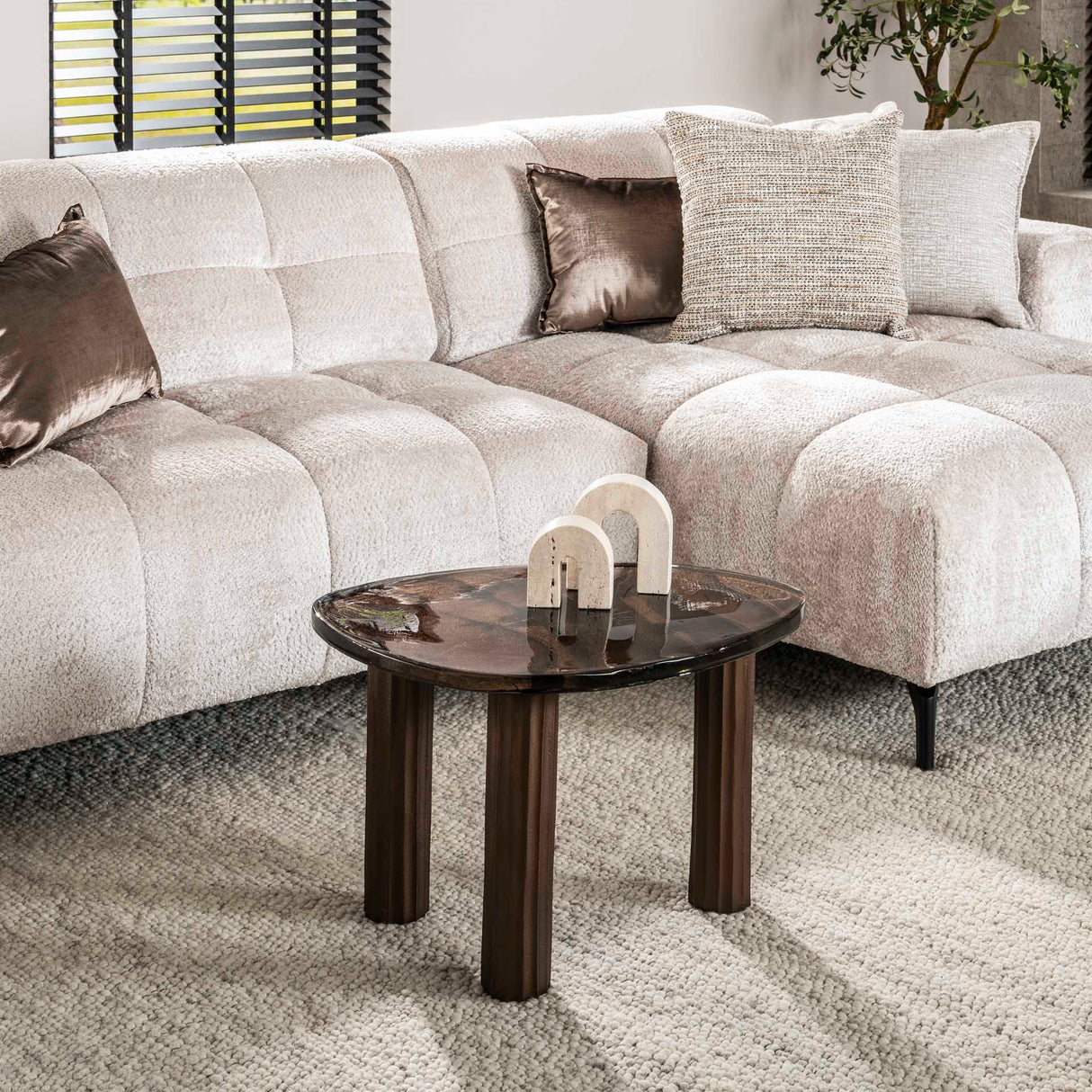 Salontafels - Salontafel Aura M Antiek Koper 62x45 cm - Dimehouse