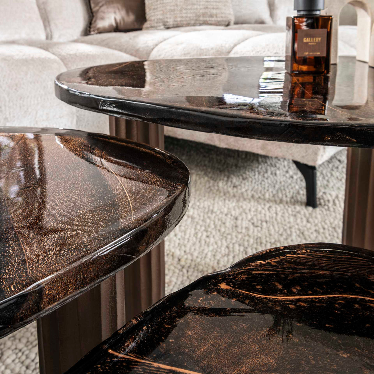 Salontafels - Salontafel Aura L Antiek Koper 70x59 cm - Dimehouse