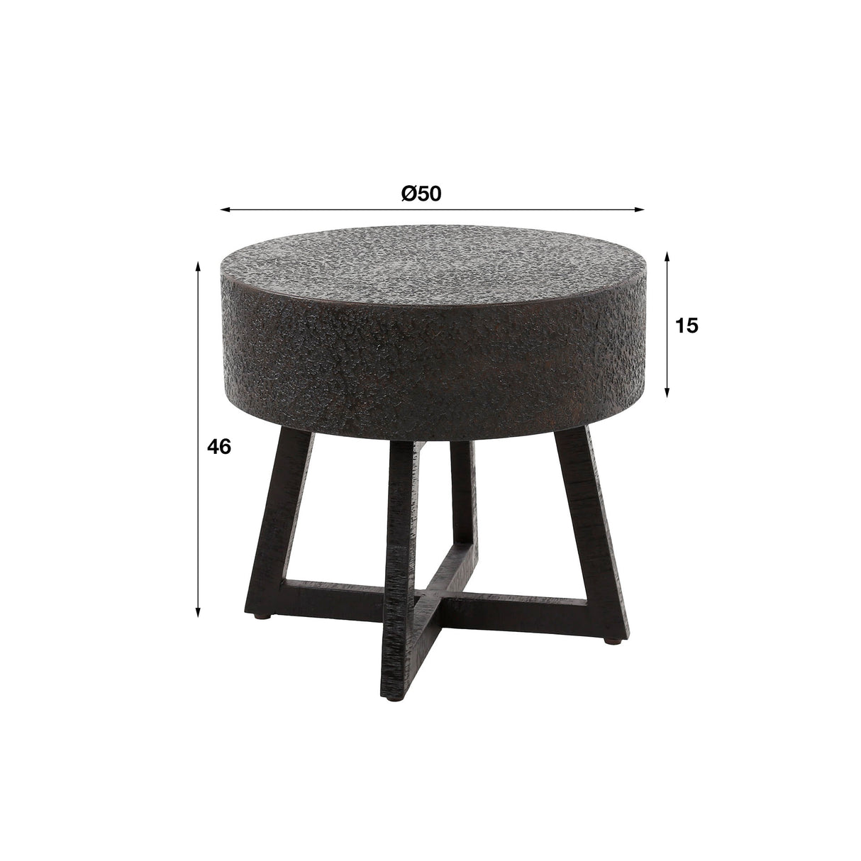 Salontafels - Ronde salontafel Caro acaciahout Ø50 cm zwart - Dimehouse