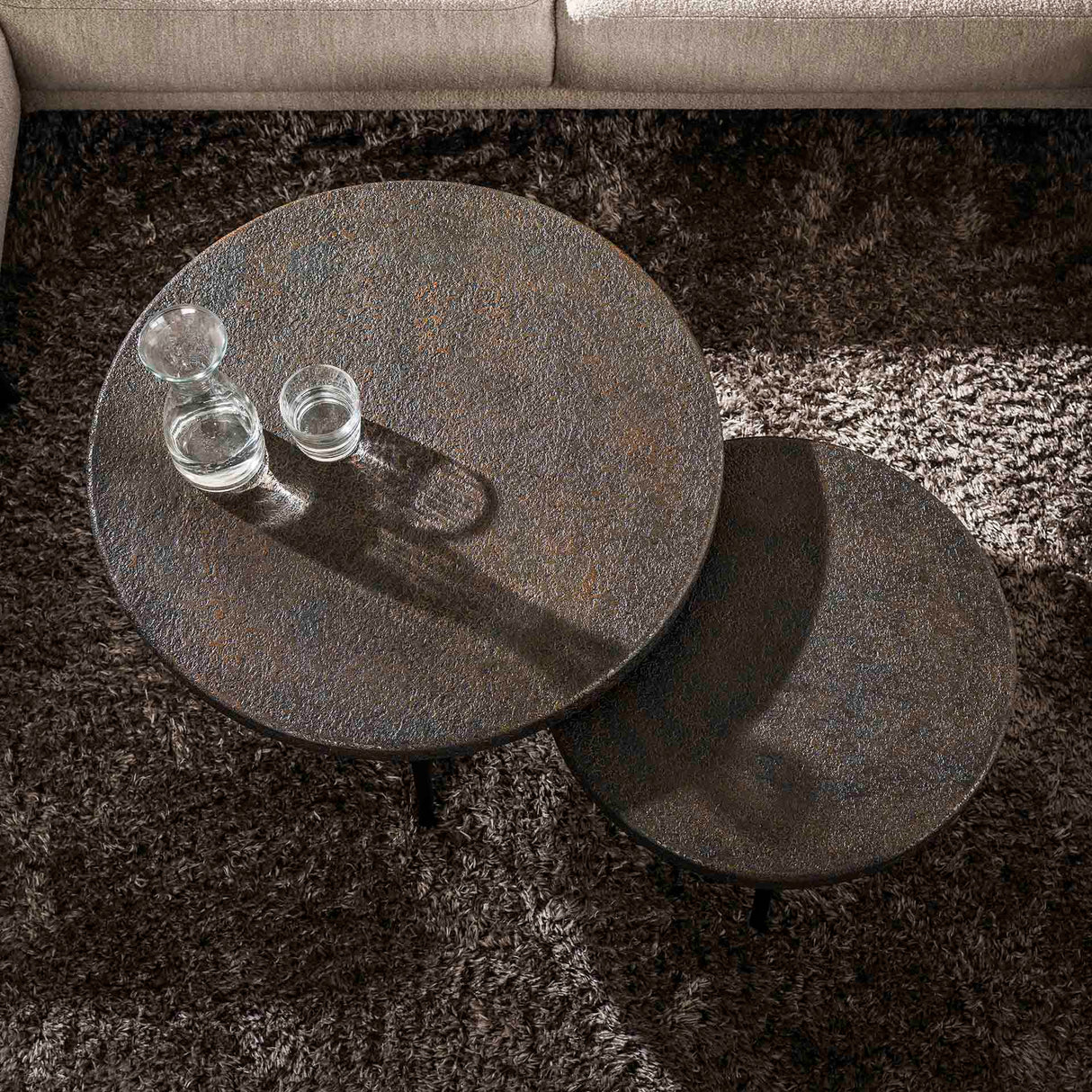 Salontafels - Venta Salontafel set Ferro metallic 74 cm (set van 2) - Dimehouse