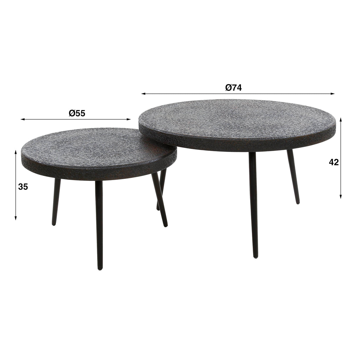 Venta Set tavolino Ferro metallizzato 74 cm (set di 2)