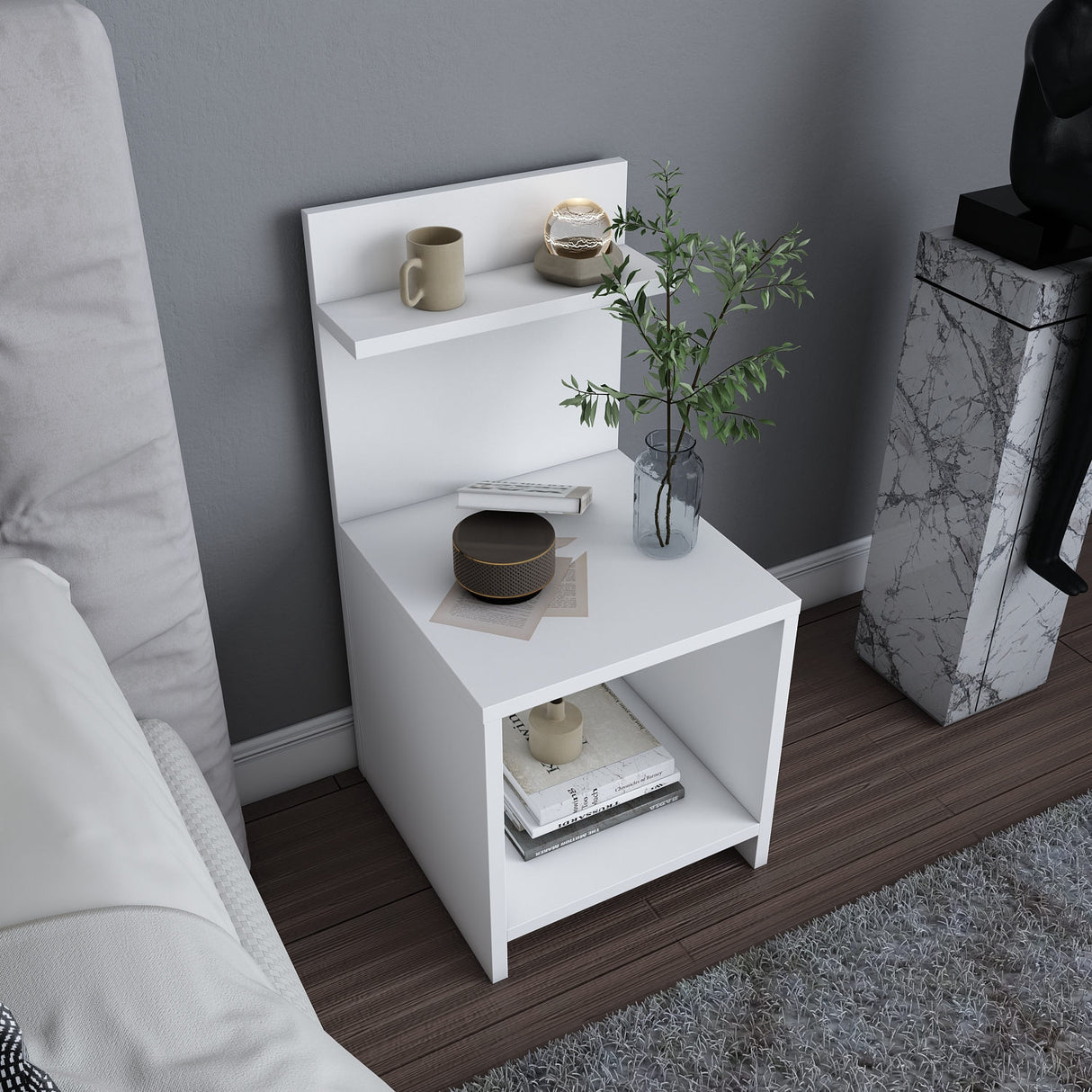 Comodino Ullman bianco 35,6 x 37,4 x 72 cm Legno composito rivestito melamina