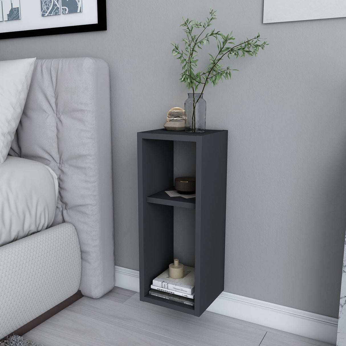 Mensola da parete Sault antracite 23,2 x 22 x 59,6 cm Composito di legno rivestito melamina