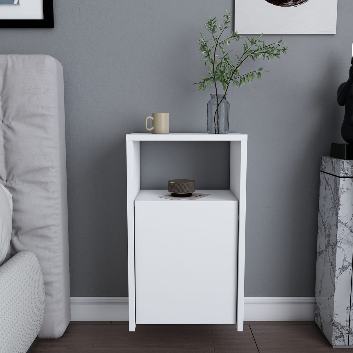 Comodino Carlin bianco 36 cm Legno composito rivestito melaminico