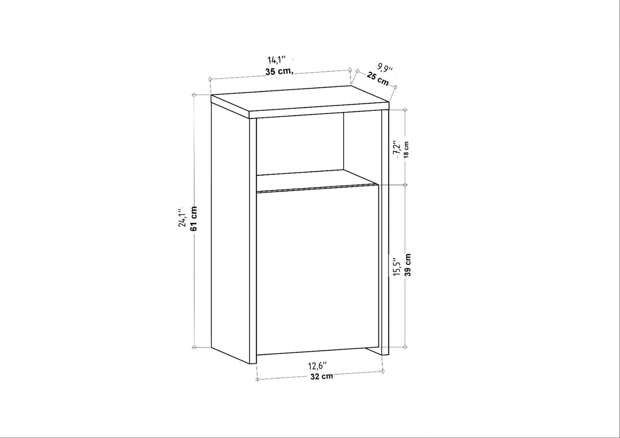 Comodino Carlin antracite 61,4 cm Legno composito con nobilitazione melaminica