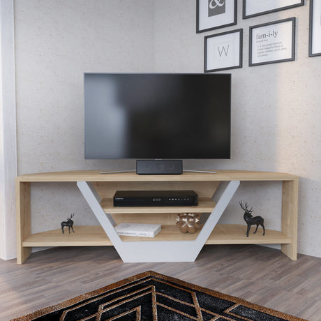 Mobile TV Sares aspetto rovere bianco 120 cm Aspetto bianco e rovere Composito di legno rivestito melaminico
