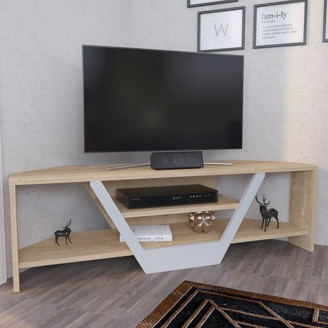 Mobile TV Sares aspetto rovere bianco 120 cm Aspetto bianco e rovere Composito di legno rivestito melaminico