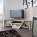 Mobile TV Sares aspetto rovere bianco 120 cm Aspetto bianco e rovere Composito di legno rivestito melaminico