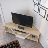 Mobile TV Sares aspetto rovere bianco 120 cm Aspetto bianco e rovere Composito di legno rivestito melaminico
