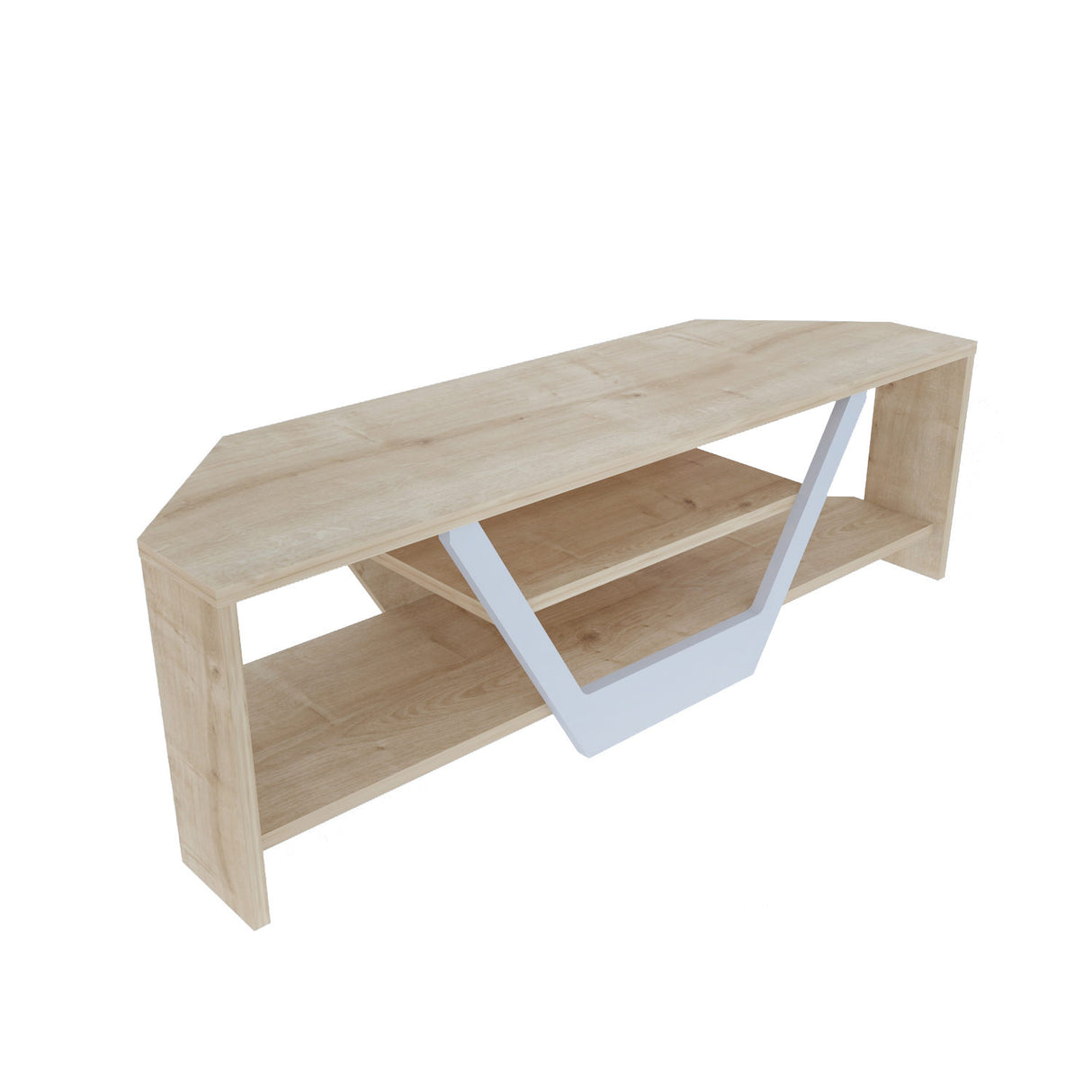 Mobile TV Sares aspetto rovere bianco 120 cm Aspetto bianco e rovere Composito di legno rivestito melaminico
