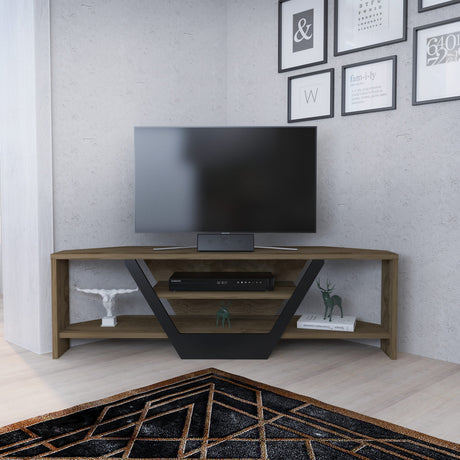 Mobile TV Sares aspetto rovere nero 120 cm Aspetto rovere vecchio, legno composito rivestito melamina nera