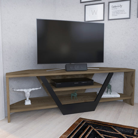 Mobile TV Sares aspetto rovere nero 120 cm Aspetto rovere vecchio, legno composito rivestito melamina nera