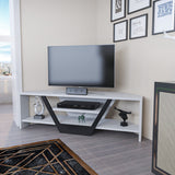 Mobile TV Sares bianco-nero 120 cm Bianco, Nero Legno composito rivestito melaminico