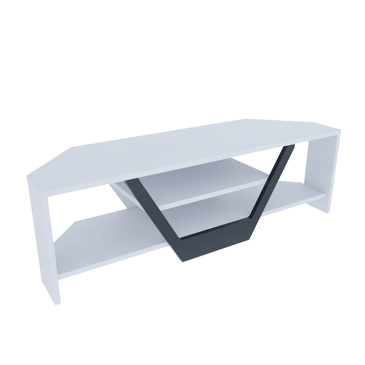 Mobile TV Sares bianco-nero 120 cm Bianco, Nero Legno composito rivestito melaminico