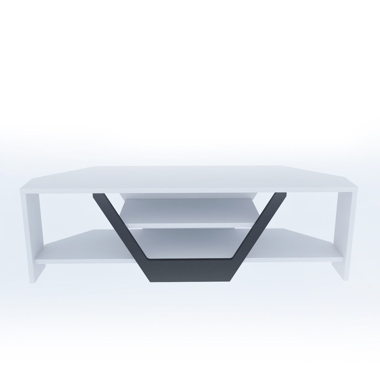 Mobile TV Sares bianco-nero 120 cm Bianco, Nero Legno composito rivestito melaminico