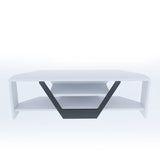 Mobile TV Sares bianco-nero 120 cm Bianco, Nero Legno composito rivestito melaminico