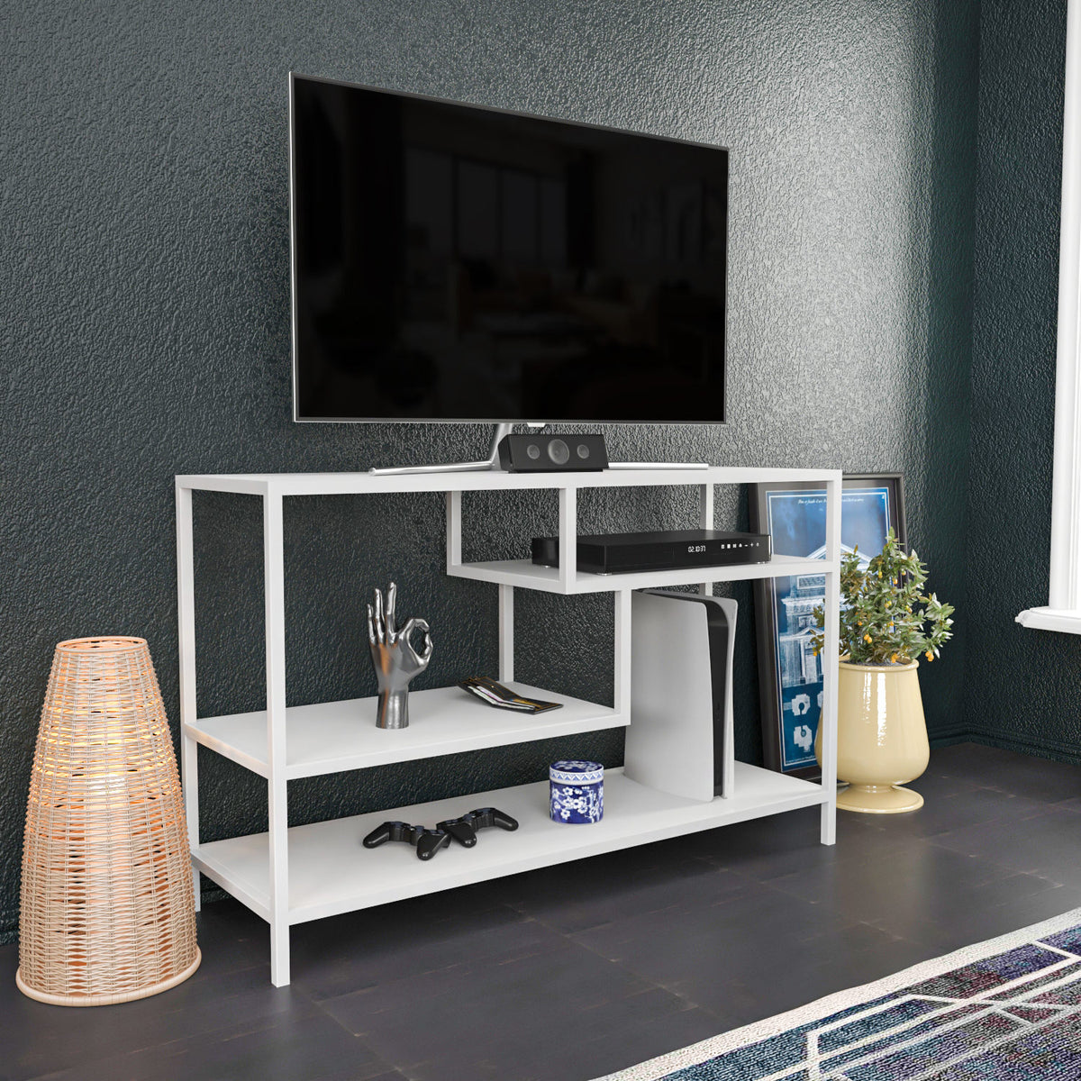 TV Meubels - TV Meubel Robbins White Wit Melamine 120x75x39 cm - Dimehouse