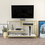 TV Meubels - TV Meubel Robbins Gold Goud Wit Melamine 120x75x39 cm - Dimehouse