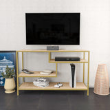 TV Meubels - TV Meubel Robbins Gold Goud Eik Melamine 120x75x39 cm - Dimehouse