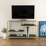 TV Meubels - TV Meubel Robbins Gold Goud Antraciet Melamine 120x75x39 cm - Dimehouse