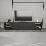 TV Meubels - TV Meubel Rhodes Antraciet Melamine 240x47,4x37,1 cm - Dimehouse