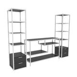 TV Meubels - TV Meubel Set Robbins White Wit Antraciet Melamine 198x160x39 cm - Dimehouse