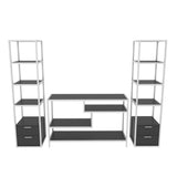 TV Meubels - TV Meubel Set Robbins White Wit Antraciet Melamine 198x160x39 cm - Dimehouse