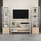 TV Meubels - TV Meubel Set Robbins White Wit Eik Melamine 198x160x39 cm - Dimehouse