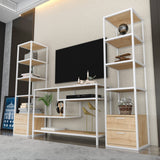 TV Meubels - TV Meubel Set Robbins White Wit Eik Melamine 198x160x39 cm - Dimehouse