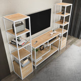 TV Meubels - TV Meubel Set Robbins White Wit Eik Melamine 198x160x39 cm - Dimehouse