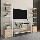 TV Meubels - TV Meubel Set Robbins White Wit Eik Melamine 198x160x39 cm - Dimehouse