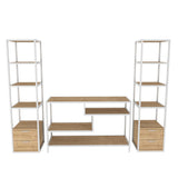 TV Meubels - TV Meubel Set Robbins White Wit Eik Melamine 198x160x39 cm - Dimehouse