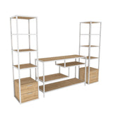 TV Meubels - TV Meubel Set Robbins White Wit Eik Melamine 198x160x39 cm - Dimehouse