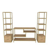 TV Meubels - TV Meubel Set Robbins Gold Goud Eik Melamine 198x160x39 cm - Dimehouse