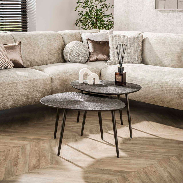 Salontafels - Salontafelset Juno Donkerbrons Metaal Set van 2 - Dimehouse