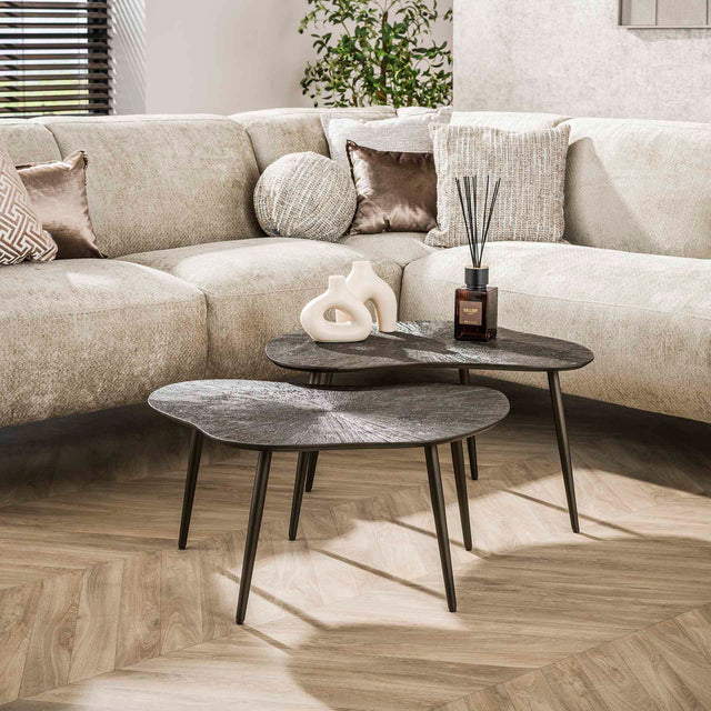 Salontafels - Salontafelset Jax Organisch Brons Donkerbruin Set van 2 - Dimehouse