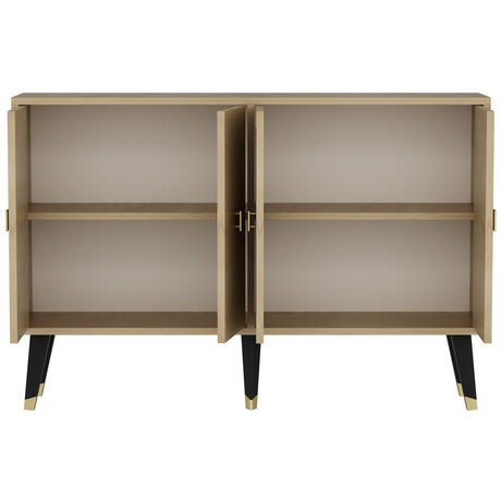 Ahart Console aspetto rovere con accenti dorati 120 cm Aspetto rovere zaffiro e legno composito rivestito in melamina oro