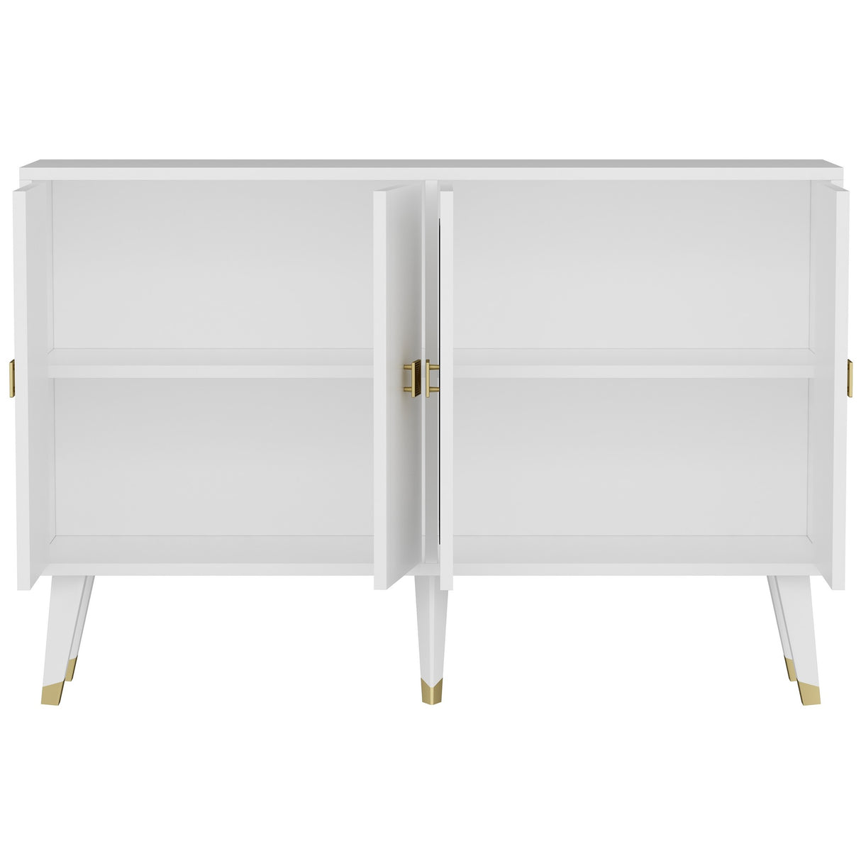 Tavolino Ahart bianco con oro 120 cm Bianco, Oro Legno composito rivestito in melammina