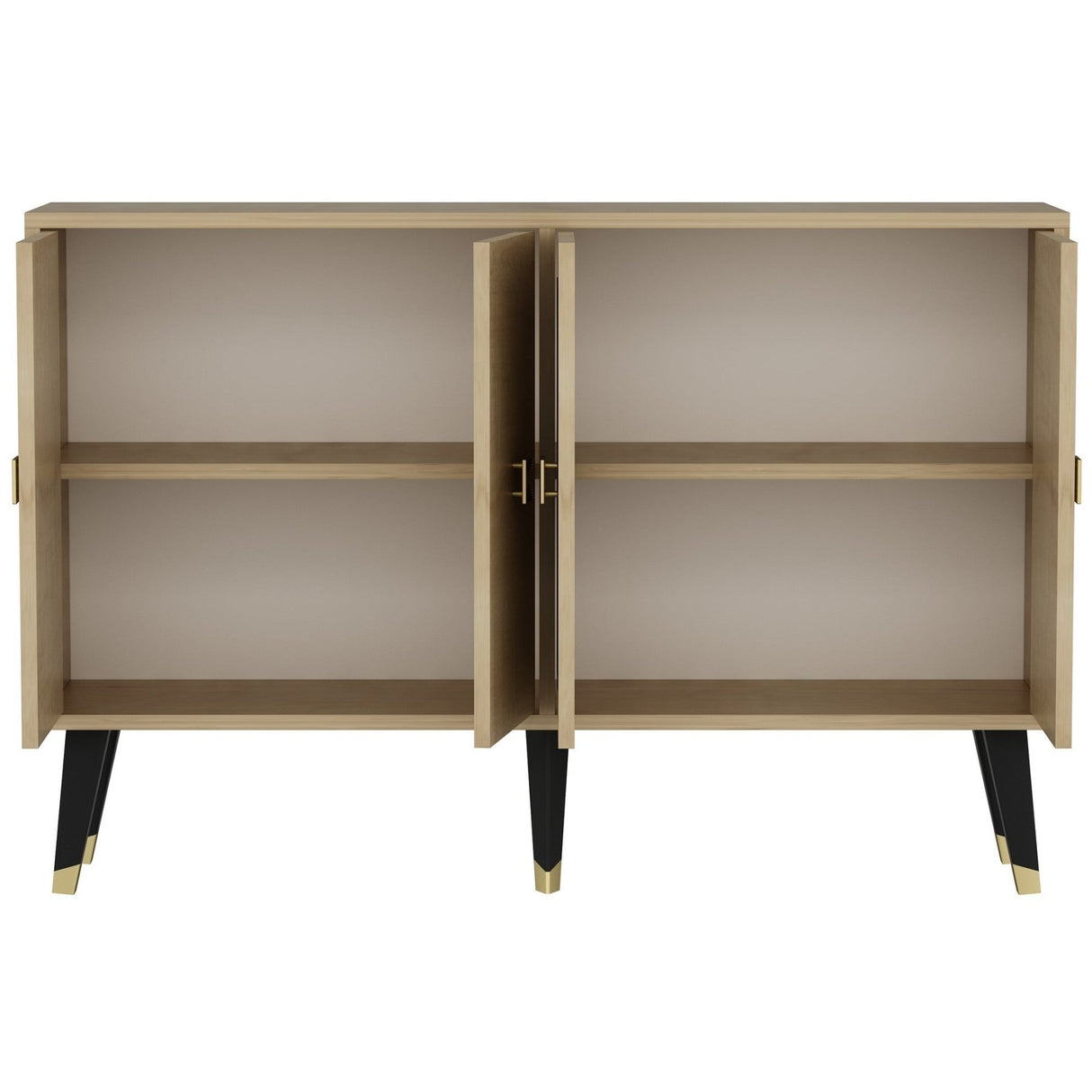 Console Ansel aspetto rovere zaffiro 120 cm Aspetto rovere zaffiro, legno composito rivestito melaminico color oro
