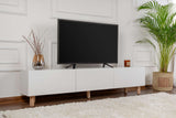 Credenza Alvin bianca con gambe in legno 180 cm Legno composito rivestito melaminico