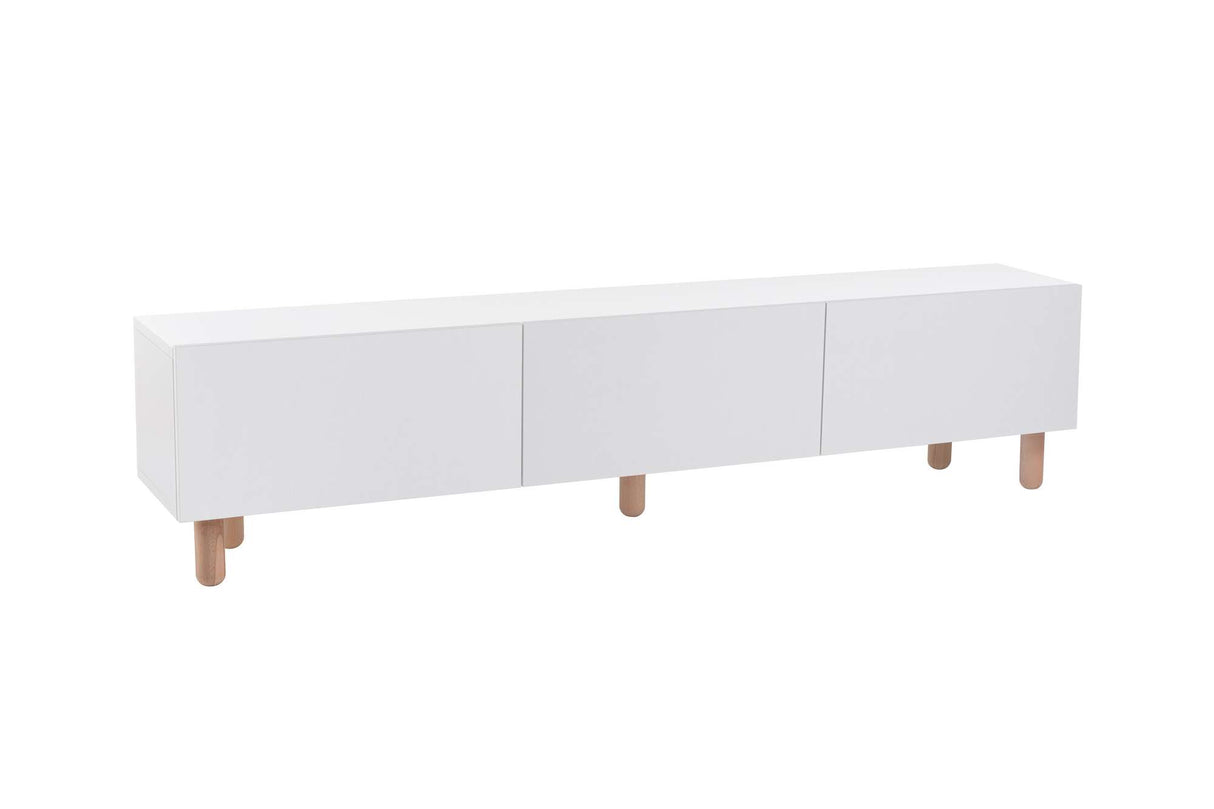 Credenza Alvin bianca con gambe in legno 180 cm Legno composito rivestito melaminico