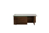 Tavolino Rettangolare Moderno Vetroni Simil Noce - Vetro - 105x65 cm
