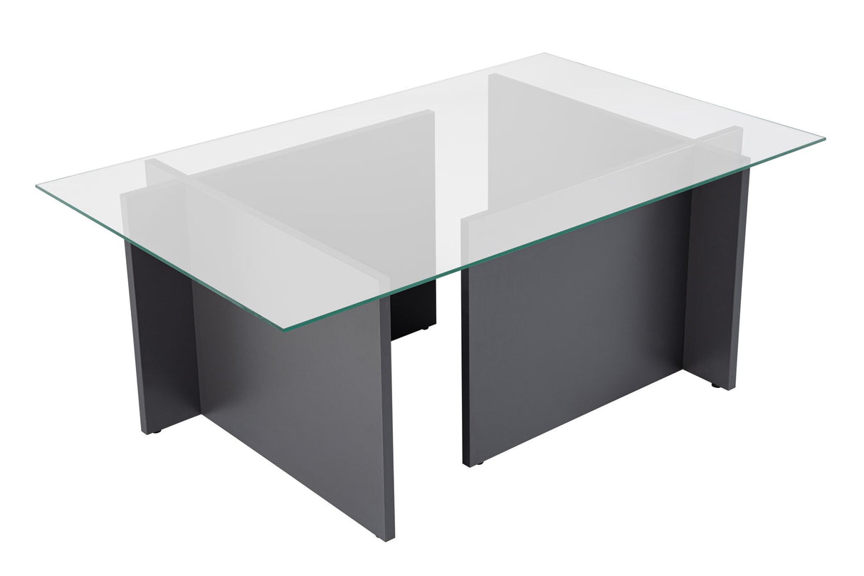 Tavolino Rettangolare Moderno Vetroni Antracite - Vetro - 105x65 cm