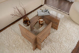 Tavolino Rettangolare Moderno Vetroni Look Pino Atlantico - Vetro - 105x65 cm