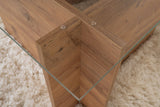 Tavolino Rettangolare Moderno Vetroni Look Pino Atlantico - Vetro - 105x65 cm
