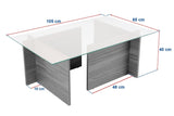 Tavolino Rettangolare Moderno Vetroni Look Pino Atlantico - Vetro - 105x65 cm