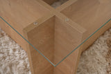Salontafels - Rechthoekige Moderne Salontafel Honey Eikenhout Look - Glas - 105x65 cm - Dimehouse