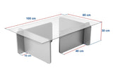 Salontafels - Salontafel Zwart Hout Melamine Glas Opal 105x65x30 cm - Dimehouse