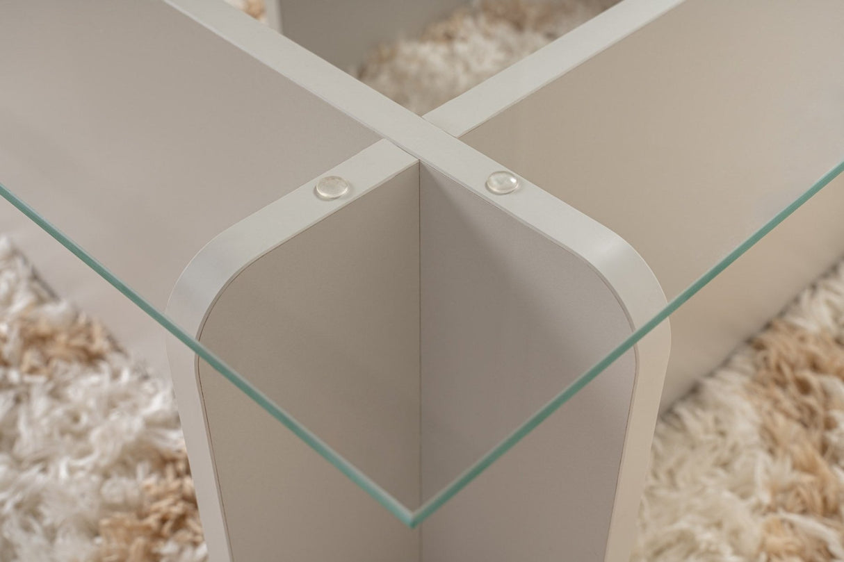 Salontafels - Salontafel Grijs Melamine Glas Opal 105x65x30 cm - Dimehouse